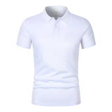 Wiaofellas  -  Men's Solid Color Polo Shirt Summer Casual Breathable Short Sleeve T-Shirt Men Fashion High Quality Slim Tees
