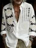 Wiaofellas  -  New Chinese style Tai Chi calligraphy gradient 3D printed men's long sleeved shirt made of vintage casual shirt