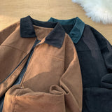 WIAOFELLAS  -  Trendy Casual Loose Fit Corduroy Velvet Velveteen Color Block Men's Bomber Jacket Autumn/winter Male Cotton Jackets