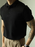 WIAOFELLAS  -  Fashionable Mens Slim Fit Polo Shirts Short Sleeve Button Turn-down Collar Polo Shirt Spring Summer Casual Men Solid Color Polos