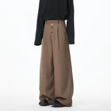 WIAOFELLAS  -  Brown Suit Pants Men Oversized Fashion Society Mens Black Dress Pants Korean Loose Wide Leg Pants Mens Office Formal Trousers