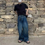 WIAOFELLAS  -  Mens Long Pants Washed Contrasting Casual Jeans Seasonal Streetwear Daily  No Ironing Straight Leg Pants Men's Clothing Unisex