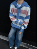 WIAOFELLAS  -  Autumn Winter 2025 Cashmere Sweater O-neck Men's Loose Oversized Knitted Hooded New Korean Casual Men Top Pullovers D465