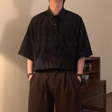 WIAOFELLAS  -  Fashion Men's Irregular Print Turn Down Collar Loose Shirt Trendy Short Sleeves Single-breasted Top Male 2025 Summer