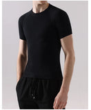 Wiaofellas  -  Men's Fitness Short Sleeve T-Shirt Summer Running Quick Dry Breathable Knit Tee Men Sports Skinny T-shirt Outdoor