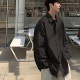 WIAOFELLAS  -  Spring Cotton Long Sleeved Shirt Men Society Mens Black Dress Shirt Korean Loose Casual White Shirt Mens Office Formal Shirts