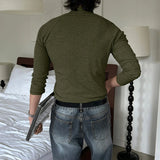 WIAOFELLAS  -  Men T Shirt Turtleneck Long Sleeve Zipper Knitted Tee Tops Men Streetwear Korean Style Fashion Casual Men Clothing S-5XL