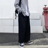 Wiaofellas Trend Tooling Pants Street Retro Men's Stitching Casual Loose Wide-leg Straight Pants Casual Pants Men