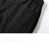 WIAOFELLAS  -  Korean Fashion Wide Leg Spring Autumn Men's Clothing Solid Color Elastic High Waisted Zipper Pockets Trousers Cargo Pants