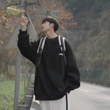 Wiaofellas  Spring And Autumn New Men's Hoodie Crewneck Embroidery Loose Pullover Couple Style Coat Top