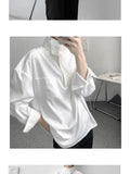 WIAOFELLAS  -  Men's High Neck Shirt Men's Design Sense Niche High-end Sense Hairstylist's Workwe Shirt Inner Layer Layered Wear