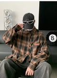 Wiaofellas  -  Retro Plaid Shirt with Long Sleeves for Men's Design Loose Feel