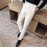 Wiaofellas  -  Casual Commuting Versatile Men's Clothing Splice Buttons Pocket Fashion High Waisted Solid Color Wide Leg Straight Leg Pants
