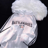 WIAOFELLAS  -  Retro American Striped Letter Hoodie Unisex Fleece Lined Jacket Cotton Full Sleeve Hooded Sweatshirt for Men And Women