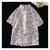 WIAOFELLAS  -  Casual Cute Polo Shirt Cartoon Pattern T Shirt Men Women Unisex Classic Short Sleeve Tops Teenagers College Button Down Tops