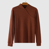 WIAOFELLAS  -  Men Sweater Solid Color V Neck Long Sleeve Knitted Male Pullovers Streetwear Spring Autumn Fashion Casual Sweaters S-5XL