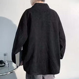 WIAOFELLAS  -  Retro Solid Color Lapel Jacket Men's Versatile Khaki Work Shirt