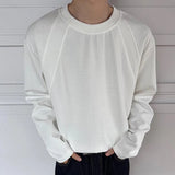 Wiaofellas  -  Men's Solid Color Stitching Long-Sleeved Sweatshirt American Retro Fashion Trend Street Casual Loose Breathable Niche Men's Tops