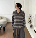 WIAOFELLAS  -  American Contrasting Seagull Collar Pullover Sweater in Autumn and Winter New Men's High-end Casual Knitted Top