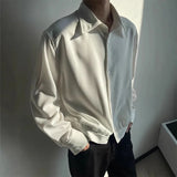 WIAOFELLAS  -  Casual High End White Shirt For Men And Women 2025 New Autumn Lapel Single Breasted Long Sleeve Blouse Top Chic