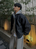 WIAOFELLAS  -  Korean Style Solid Color Stand Collar Denim Jacket Single Breasted Men Clothing Versatile Winter Male Coat