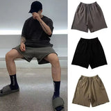 WIAOFELLAS  -  Summer New  Men's Men's Straight Cotton Shorts Washed Worn Pants Men Fashion Outdoor Loose Vintage Solid Short For Male Clothing