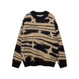 American high street contrasting round neck sweater men's 2025 autumn and winter retro loose top pullover trendy sweater women