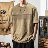 Wiaofellas  -  Men Summer New Round Neck Short Sleeve T-shirt Men's Loose Stitching Tops Tees Male Casual Cotton Pullover T-shirts G59