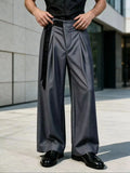 Wiaofellas  -  Regular double pleat ribbon striped trousers, men's loose wide-leg high-end casual suit pants