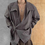 Wiaofellas  -  Men's Button Down Shirt Irregular Long Sleeve Shirt Vintage Casual Loose Shirt Jacket Tops Casual Sweatshirt Streetwear Vintage