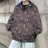 WIAOFELLAS  -  New American leopard-print baseball suit male loose luffian handsome pu leather color jacket