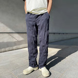 Wiaofellas  -  Mens Casual Pleated Straight Pants Genderless Summer New Arrival Fashion Personalized Solid Color Versatile Pants Unisex