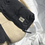 WIAOFELLAS  -  Corduroy Parkas Vest Men Stand Casual Keep Warm Loose Sleeveless Cotton Padded Harajuku Korean Style Teens Outwear All-match