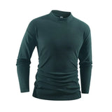 WIAOFELLAS  -  Men's Mock Neck Pullover Autumn Slim Fit T-shirt Fashion High Elastic Long Sleeve Tshirt Men Casual Breathable Apparel Pullovers