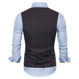 Wiaofellas  -  New Men's Suit Vest Men's Youth Leisure Business V-neck Plaid Vest Men's