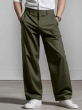 WIAOFELLAS  -  Fashionable Pleated Mens Loose Straight Pants Spring Summer Daily Casual Solid Color Suit Trousers For Men Leisure Trousers