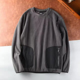 WIAOFELLAS  -  Autumn Winter Men's Polar Fleece Outdoor Warm Breathable Tactical Zipper Round Neck Long Sleeve Casual Splicing Color Sweatshirt