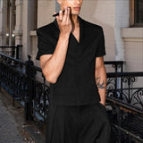 WIAOFELLAS  -  Men Blazer Solid Color Lapel Short Sleeve Casual Crop Blazer Men Streetwear Fashion Elegant Leisure Male Suit S-5XL 2026