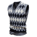 WIAOFELLAS  -  Autumn and Winter Men's New Knitted Sweater Vest Fashionable V-neck Sweater Vest Loose Pullover