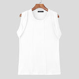 WIAOFELLAS  -  Men Tank Tops Solid Color O-neck Sleeveless Casual Male Vests Streetwear Summer Knitted Fashion Men Clothing S-5XL