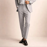 Wiaofellas  -  Daily Casual Draped Bottoms Mens Autumn Solid Color Straight Trousers For Men Vintage Slim Fit  Pleated Suit Pants
