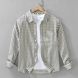 Wiaofellas  -  Men's Plaid Long-sleeved Shirt Japanese Retro Spring New Style Small Fresh Trendy Loose Shirt Casual Jacket