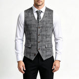 Wiaofellas  -  Autumn Warm Plaid Print Suede Waistcoat Mens Daily Outdoor Slim Fit Single Breasted Tank Tops Male Streetwear Vintage Vests