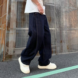 WIAOFELLAS  -  Popular Dark Blue Men's Denim Bloomers Wide Leg Y2k Pants New Spring Street Clothing