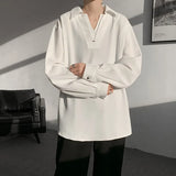 WIAOFELLAS  -  White Long Sleeved Shirt Men Oversized Society Mens Black Dress Shirt Korean Loose Casual Shirt Mens Formal Pullover Shirts