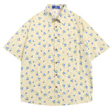 WIAOFELLAS  -  American Retro Full Of Print Cherry Shirts For Men Summer Button Up Casual Streetwear Male Couple Top Tees Hip Hop Men Clothing