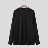 WIAOFELLAS  -  Men T Shirt Solid Color O-neck Long Sleeve Casual Male Tee Tops Streetwear Loose Knitted Fashion Men Clothing S-5XL 2026