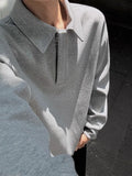 WIAOFELLAS  -  Stylish Solid Color Men's Polo Shirts Long Sleeve Zipper Turn-down Collar Polo Shirt Spring Autumn Casual Mens Pullover Tops