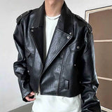 WIAOFELLAS  -  Autumn And Winter New Men's Short Pu Leather Jacket American Retro Fashion Trend High Street Casual Loose Niche Men's Tops