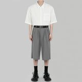 Wiaofellas  - Men Summer New Half Sleeve Solid Shirts Male Casual  Blouses Men White Fashion Pockets Shirts Korean Clothing V62
